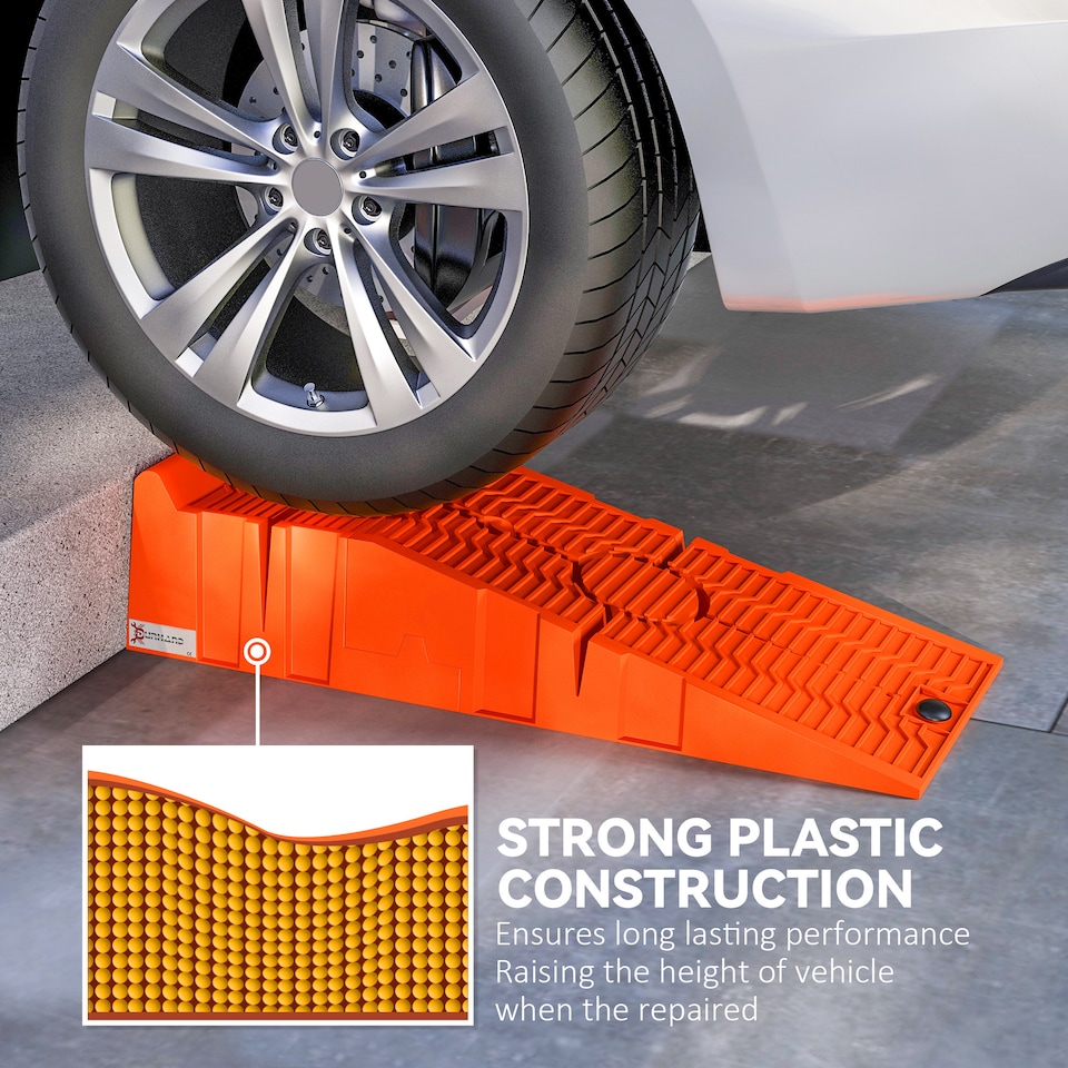 image 1 of DURHAND 2 Pieces Car Ramps Heavy Duty 2.5 Ton Motorhome Levelling Ramps, Plastic Garage Workshop Car Lift, Portable Automotive Vehicle Campervan Car Ramp, Orange