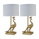 image 1 of Set of 2 Majestic - Gold Peacock Table Lamps with White Shades