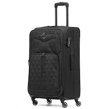 Flight Knight Lightweight 4 Wheel 800D Soft Case Quilted Suitcases Anti Crack Cabin & Hold Luggage Options 100+ Airlines Approved - easyJet, BA & Many More! Black | Medium