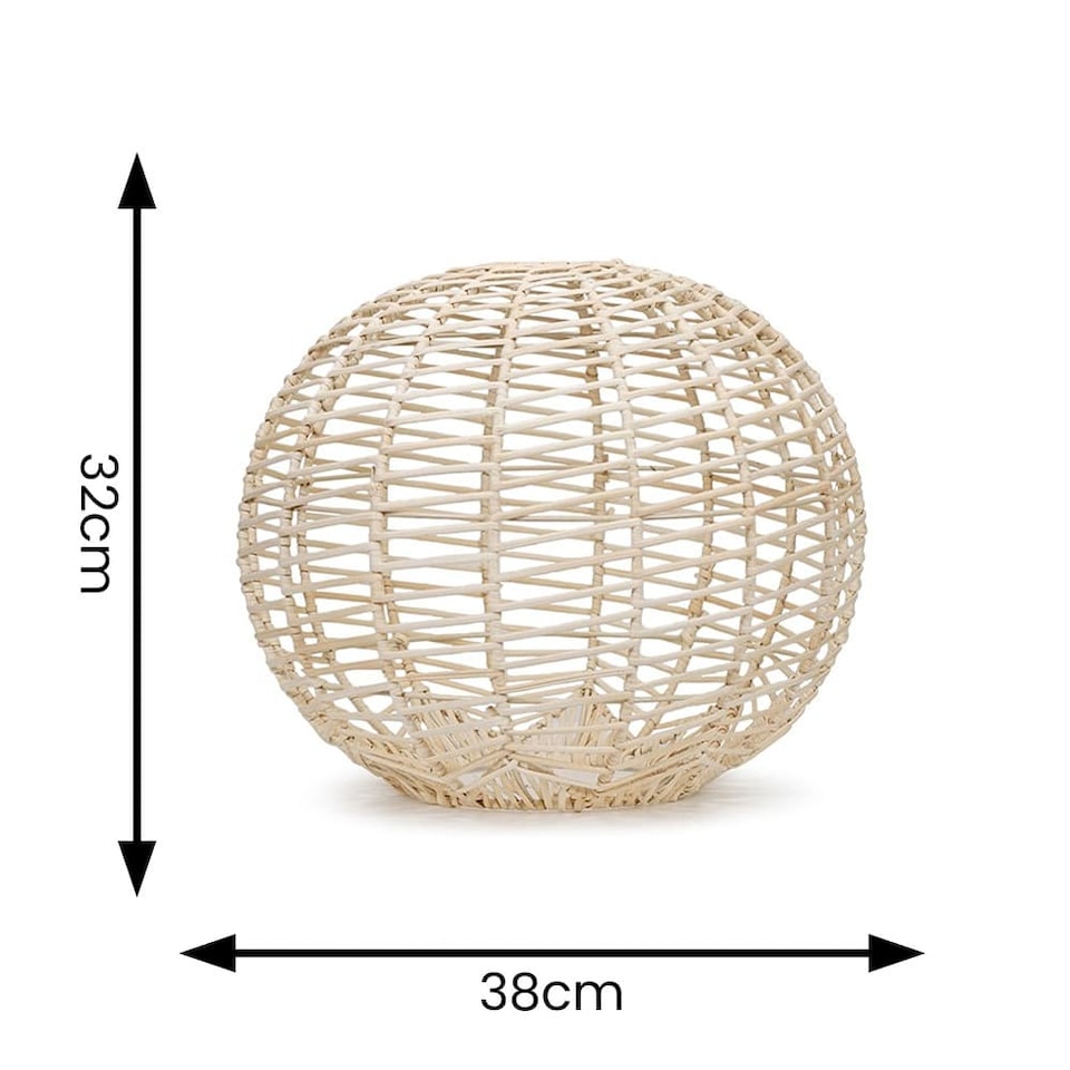 image 1 of ValueLights Vine Rattan Natural Globe Ceiling Pendant Shade & Bulb | Brown
