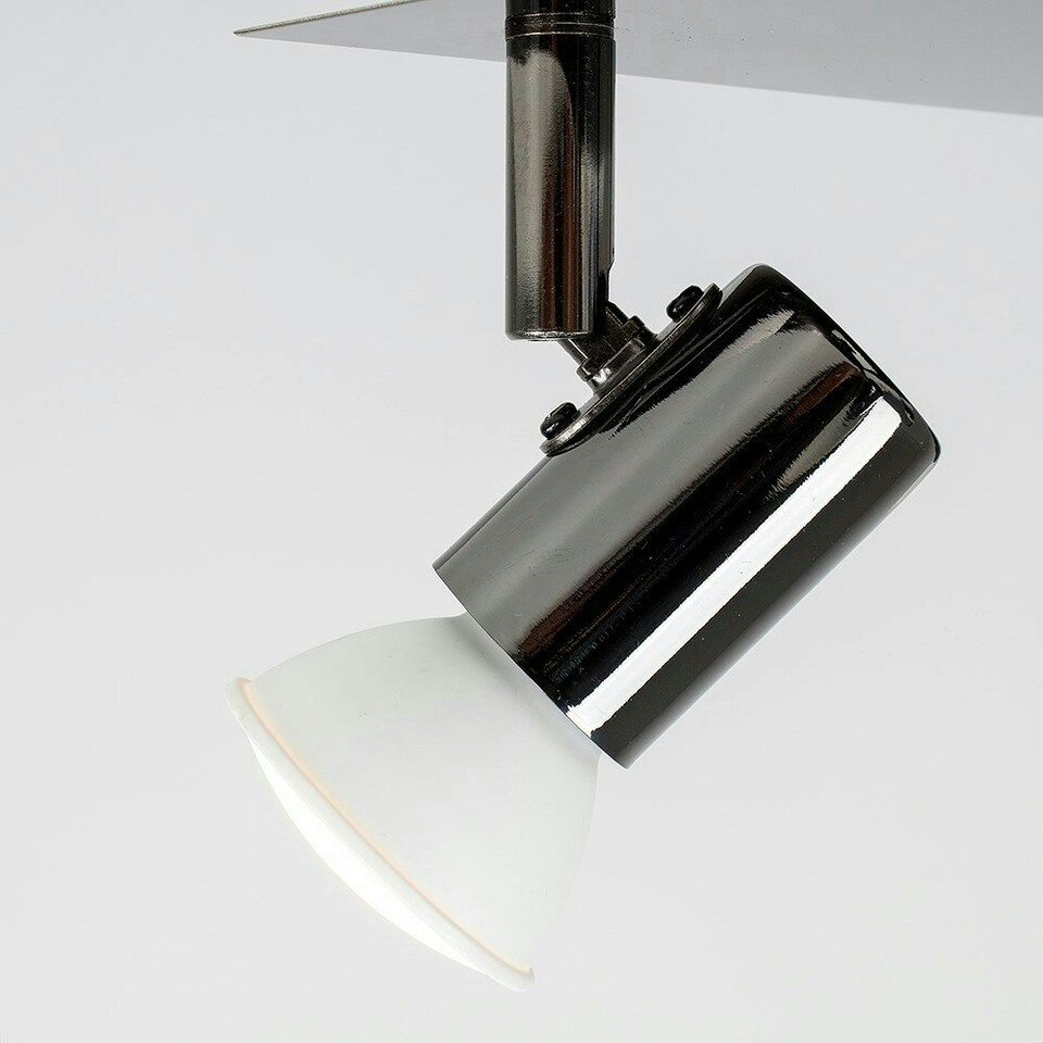 image 1 of ValueLights Spotlight Gloss Black Spotlight and GU10 Spotlight LED 5W Cool White 6500K Bulb Black