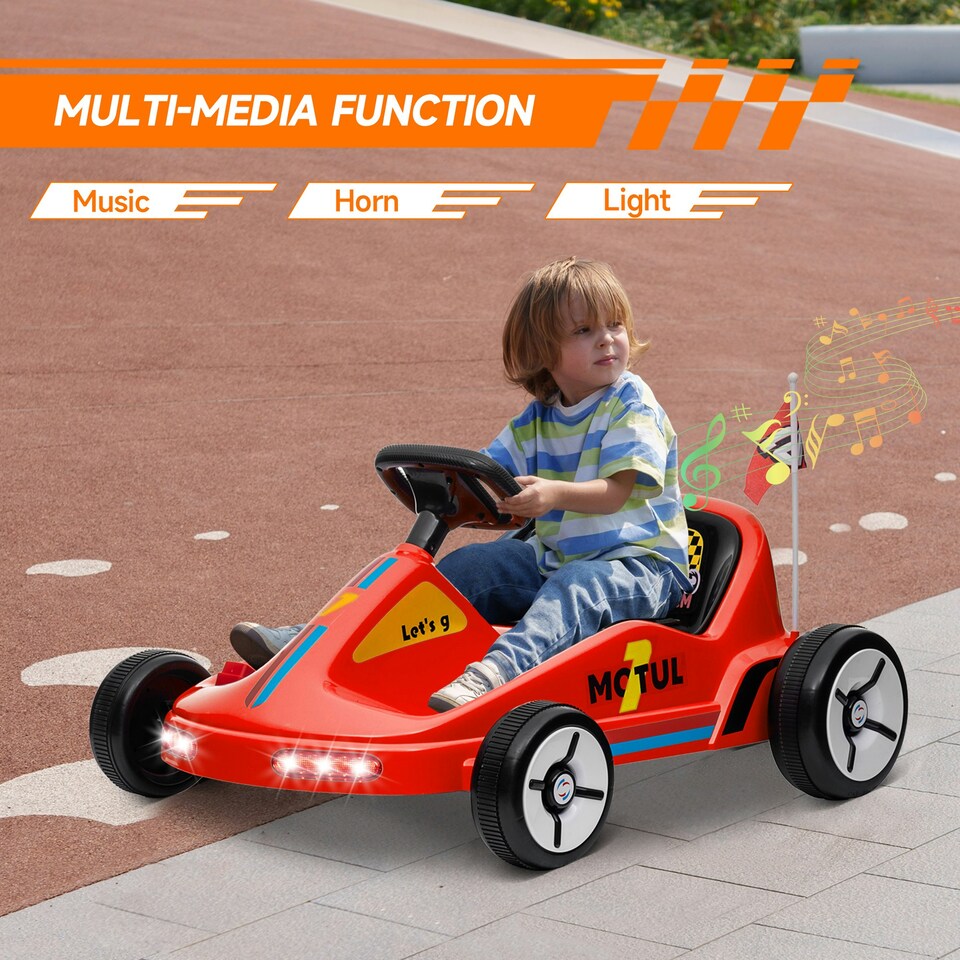 image 1 of AIYAPLAY 6V Electric Go Kart w/ Music, Light, Horn, for Ages 3-5 Years, Red