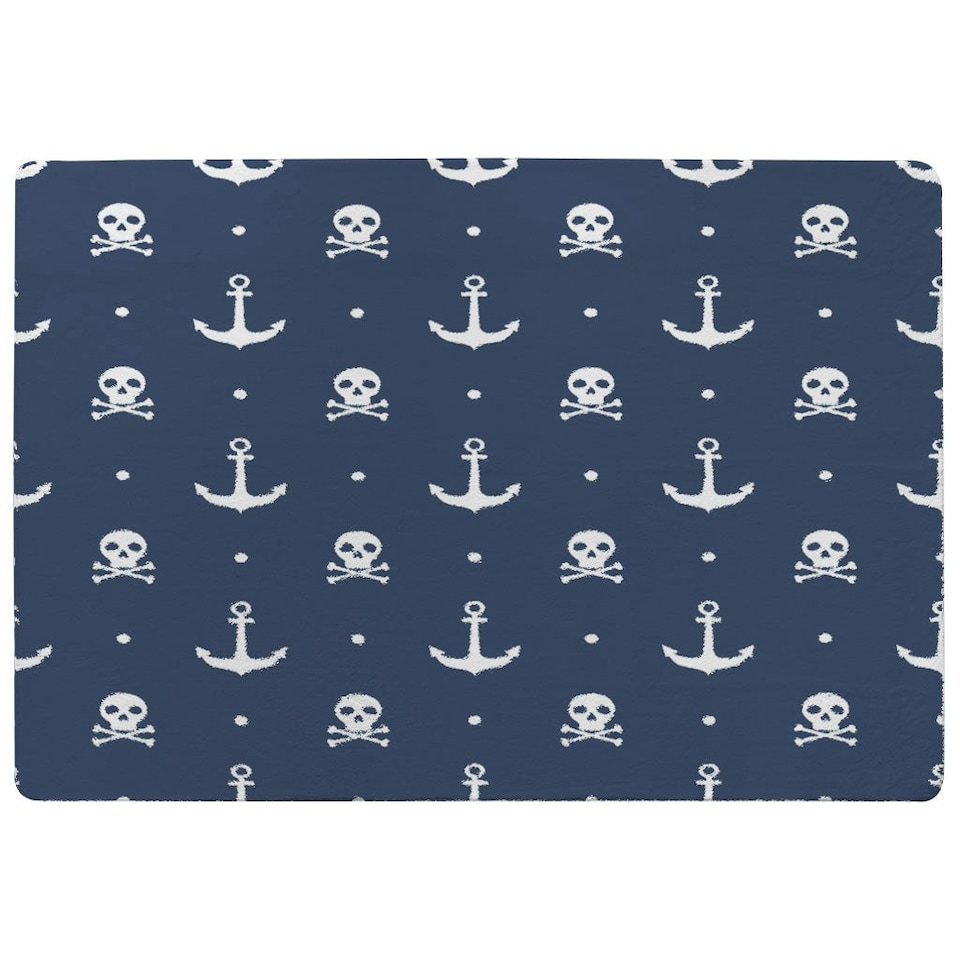 image 1 of Anchor with Skull & Bones (Rug) Blue | XL: 160x230cm