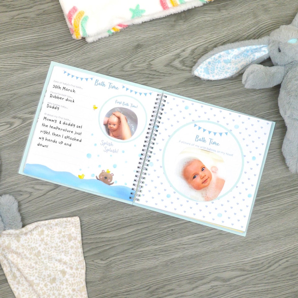 image 1 of Baby Keepsake Journal Milestone Memory Record Book Photo Album Newborn Christening Gift