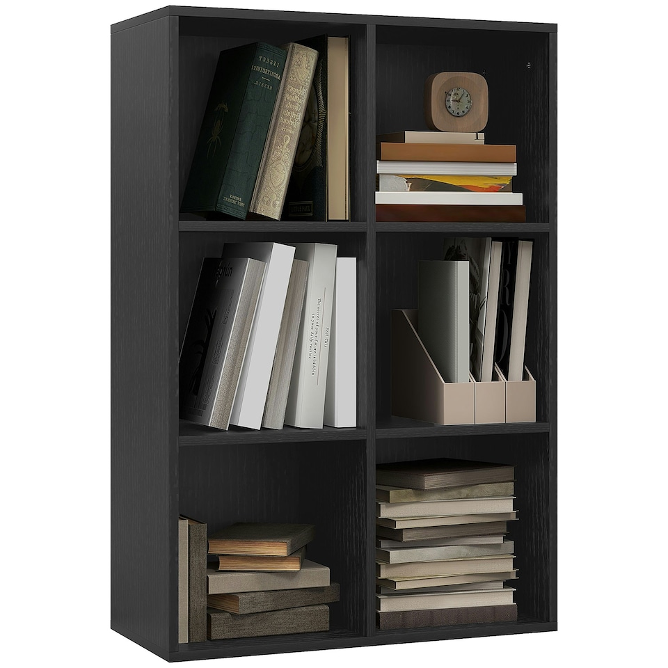 image 1 of HOMCOM Cubic Cabinet Bookcase Storage Shelves for Home Office, Black