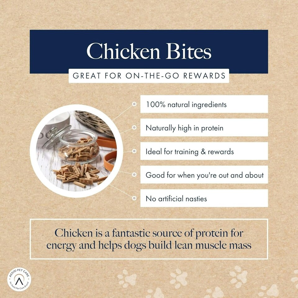 image 1 of Hollings Chicken Bites Dog Training Treats, Delicious Chicken Treats for Adult Dogs, High in Protein & Made with 100% Natural Ingredients (75g)