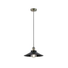 Marlin 1 Light Dome Ceiling Pendant Black, Gold with Black Shade, E27