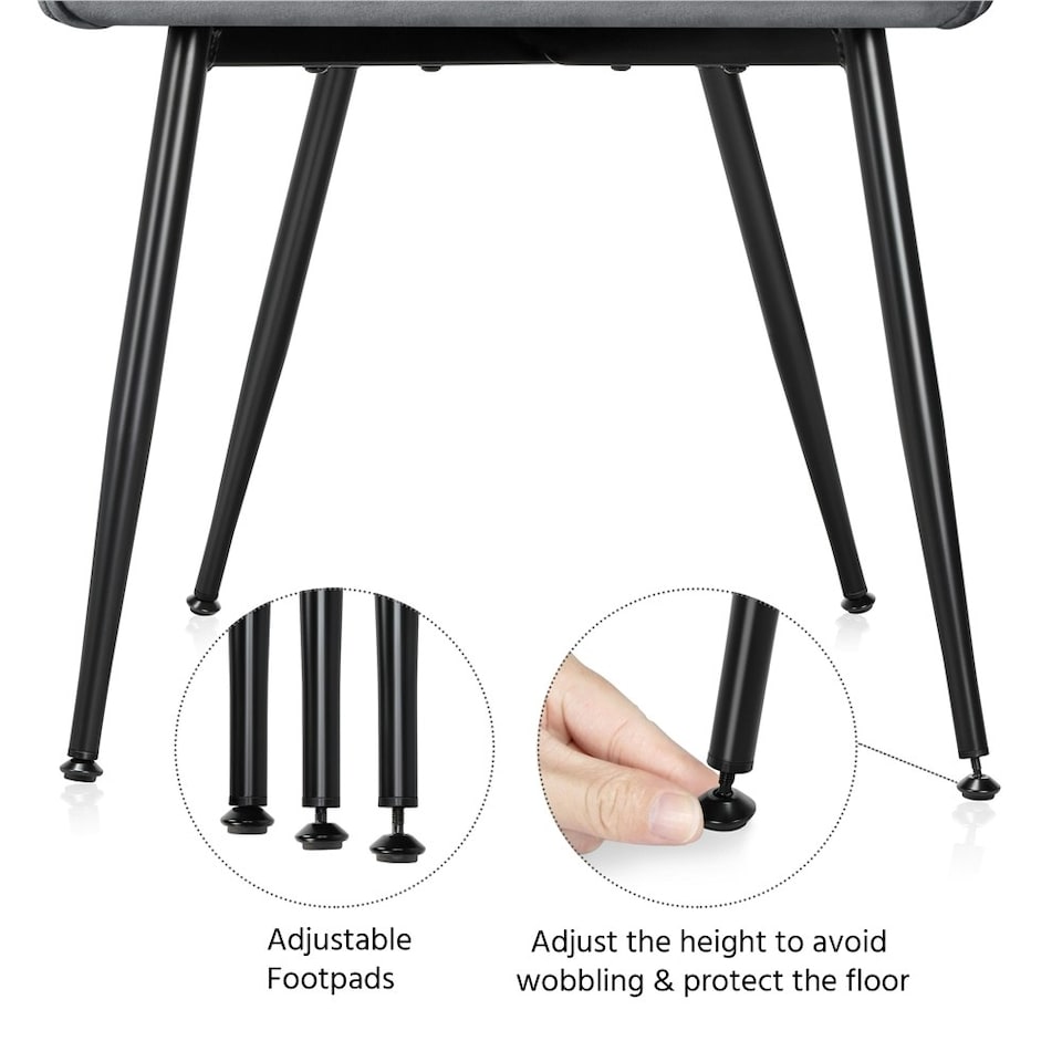 image 1 of Yaheetech Set of 2 Upholstered Dining Chairs with Velvet Fabric