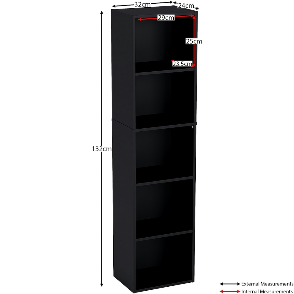 image 1 of Vida Designs Oxford 5 Tier Cube Bookcase Display Storage, Black