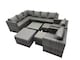 image 1 of Fimous Rattan Garden Furniture Patio Furniture Sets with Corner Sofa 2 Chairs Square Coffee Table 3 Footstools Dark Grey Mixed