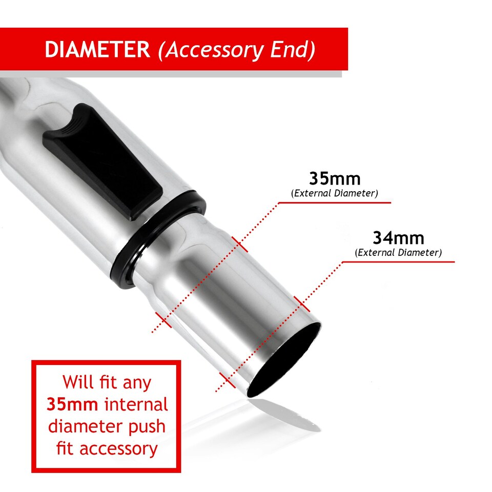 image 1 of SPARES2GO Adjustable Telescopic Rod Pipe Compatible with Titan 16L 20L 30L 40L Vacuum Cleaner (35mm) Silver