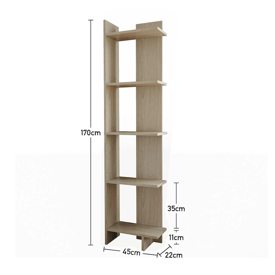 image 1 of Living and Home Modern 5-Tier Corner Bookshelf Shelf Unit - Maple Wood