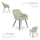 image 3 of Chair Marilyn - velvet look, quilted, continuous backrest, slim steel legs - Set of 2 Cream | Cream/Black