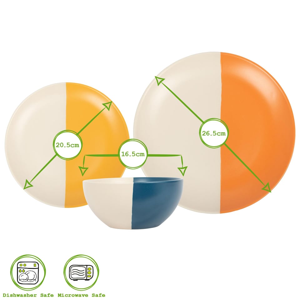 image 1 of Nicola Spring 12pc Dipped Stoneware Dinner Set - Burnt Orange