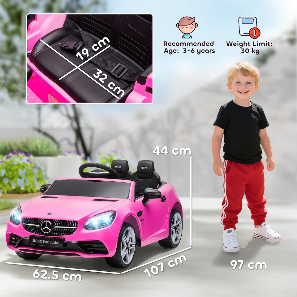 image 1 of AIYAPLAY Benz 12V Kids Electric Ride On Car w/ Remote Control, Music, Pink