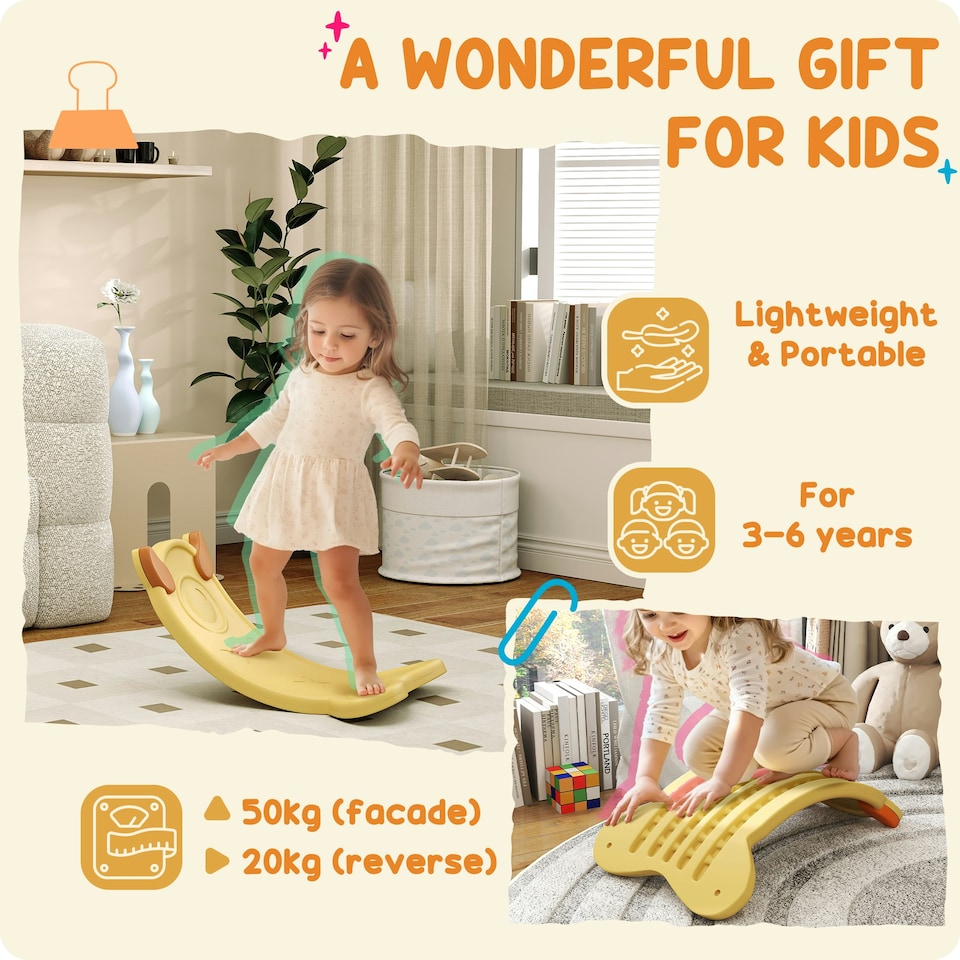 image 1 of AIYAPLAY Balance Board for Kids Balance Training & Sensory Play, Yellow