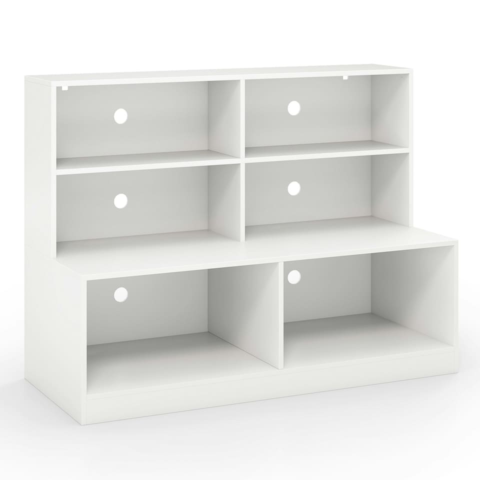 image 1 of COSTWAY Entryway Shoe Cabinet 2-in-1 Storage Shoe Bench White