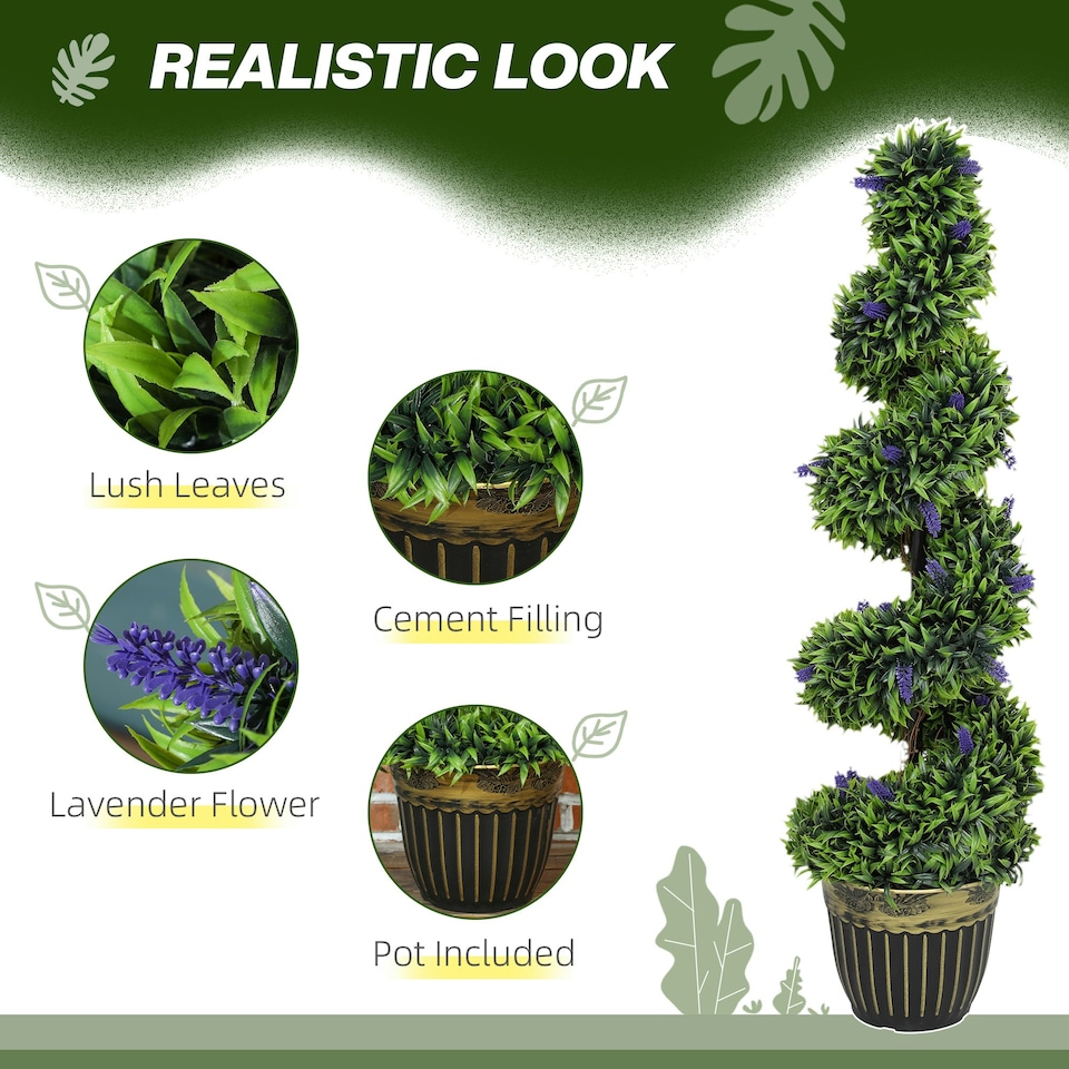 image 1 of HOMCOM Set of 2 Decorative Artificial Plants with Lavender and Pot, 115cm 