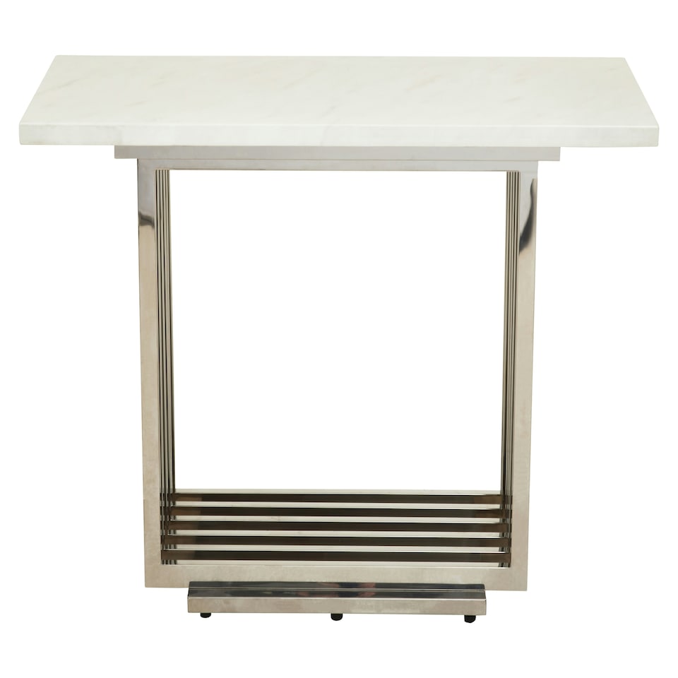image 1 of Interiors by Premier White Marble Console Table Silver