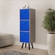 image 2 of Cedar Grey 3-Tier 3-Drawer Cube Shelving Unit with Scandinavian Legs | Blue | Dark Blue & Black | 1