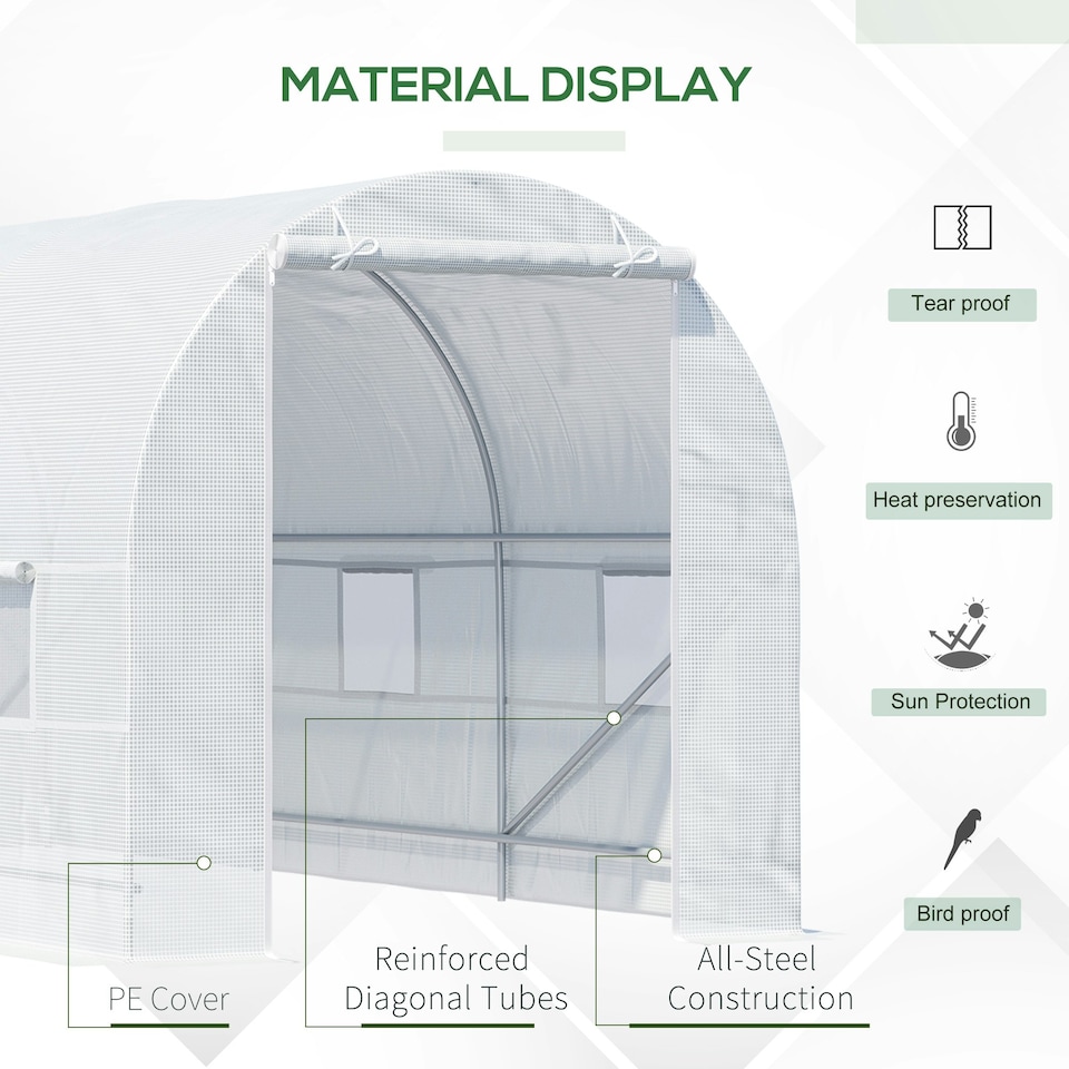 image 1 of Outsunny 4.5 x 2M Walk-in Polytunnel Greenhouse for Garden, Galvanised Steel