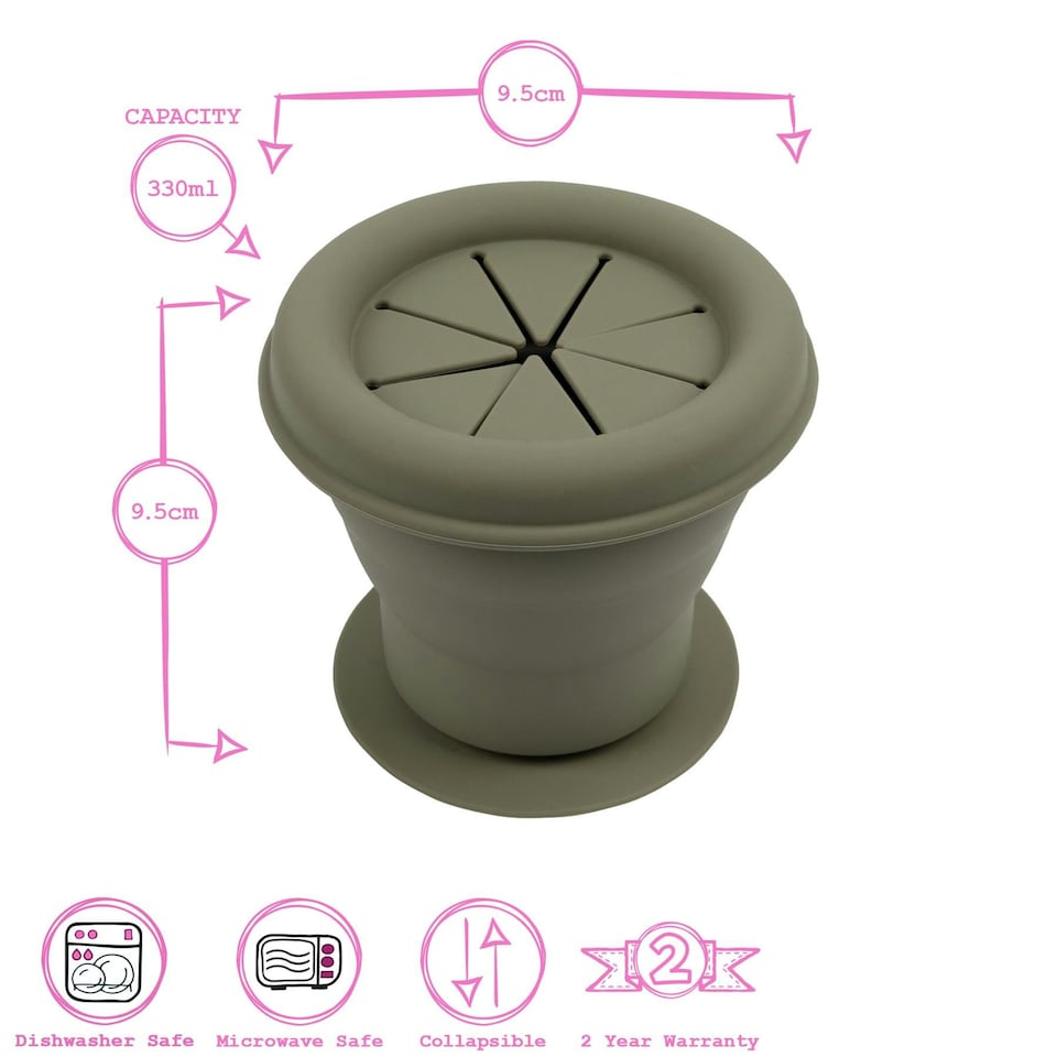 image 1 of Tiny Dining Baby Silicone Suction Snack Pot - 330ml - Silver Sage Green
