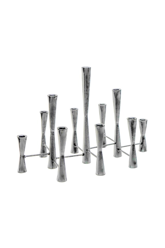 image 1 of Parker 11 Piece Candle Centerpiece - Mild Steel - L27 x W51.5 x H42 cm - Silver | Silver | 1