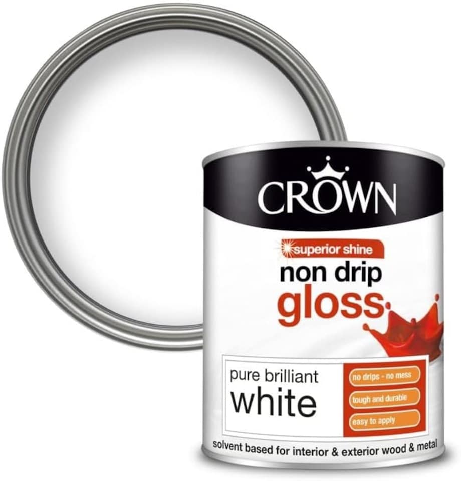 image 1 of Crown Non Drip Gloss Paint - Brilliant White - 750ml | White | Brilliant White | 750ml | 1