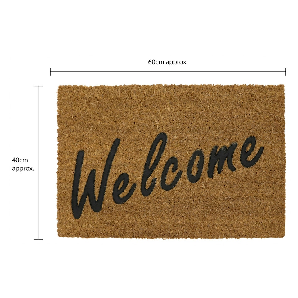 image 1 of JVL Rubber Embossed PVC backed Coir Door Mat 40x60cm - Welcome