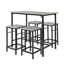 SoBuy OGT11-HG,Industrial Dining Set Breakfast Bar Table and 4 Stools | Grey | Grey