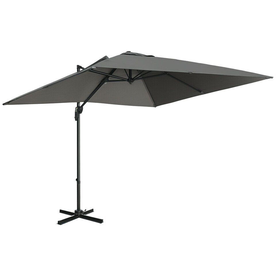 image 1 of Outsunny 2.7 x 2.7 m Cantilever Parasol Garden Umbrella w/ Cross Base Dark Grey