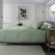 image 3 of St Quentin 100% Cotton Double Gauze Duvet Cover Set - Soft & Breathable Bedding - 180 Thread Count Green | Green | Super King