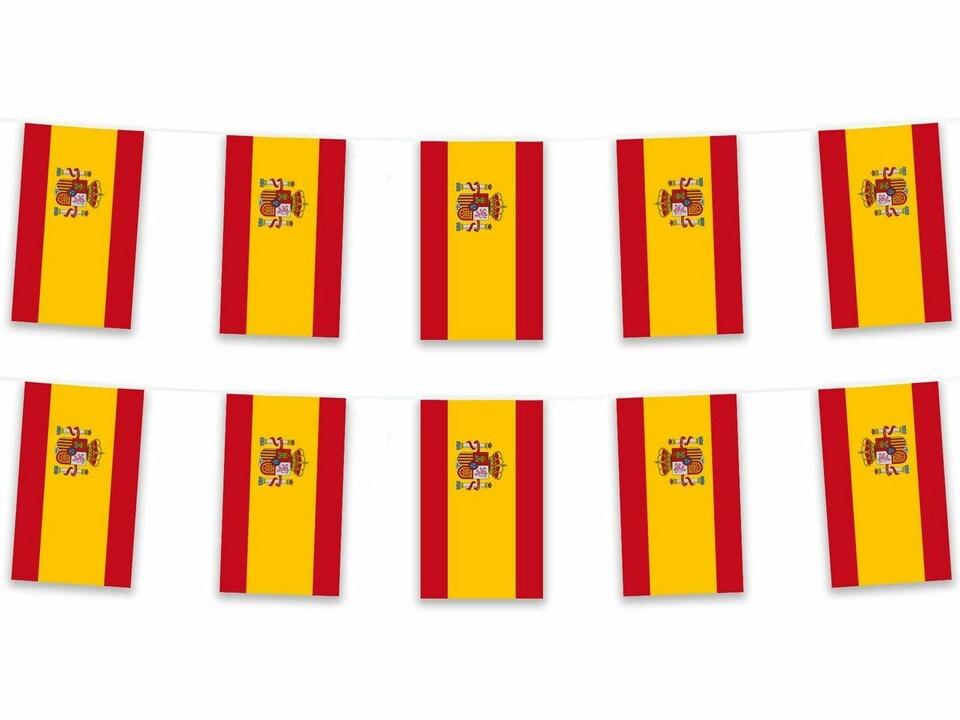 image 1 of Spain Flag Rectangle Party Bunting 10m with 20 Flags