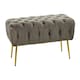 image 2 of Interiors by Premier Grey Velvet Footstool Bench, Ottoman Footstool with Soft Upholstery, Gold Finish Leg Velvet Pouffe for Home