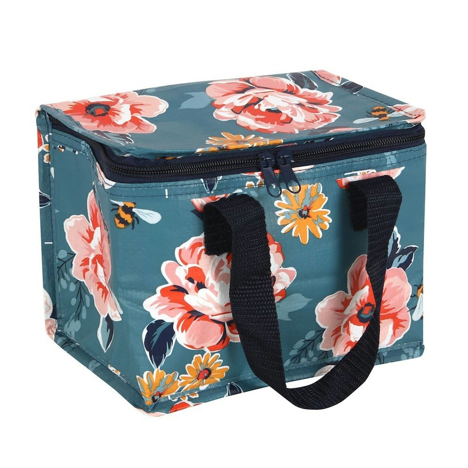 image 1 of Something Different Bee-utiful Floral Lunch Bag - Navy Blue/Pink - One Size