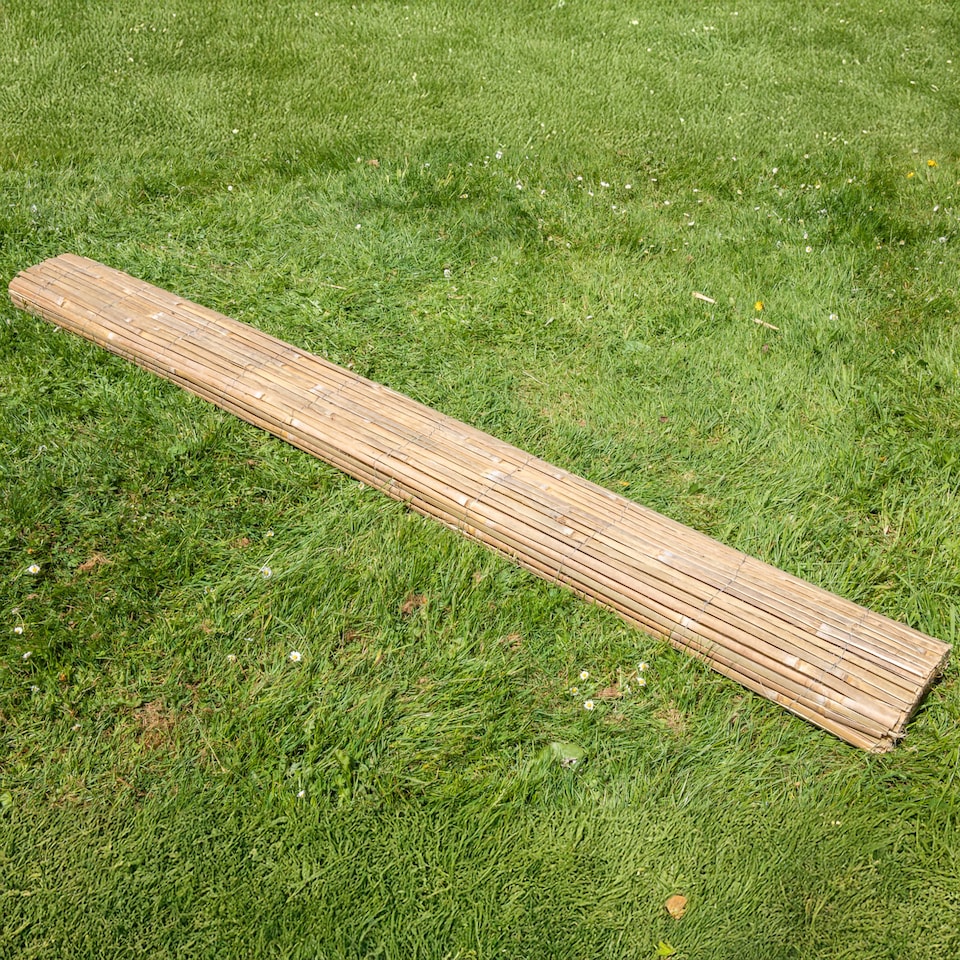 image 1 of Primrose Bamboo Slat Natural Garden Fence Screening Roll Privacy W4m x H2m | Brown | Brown