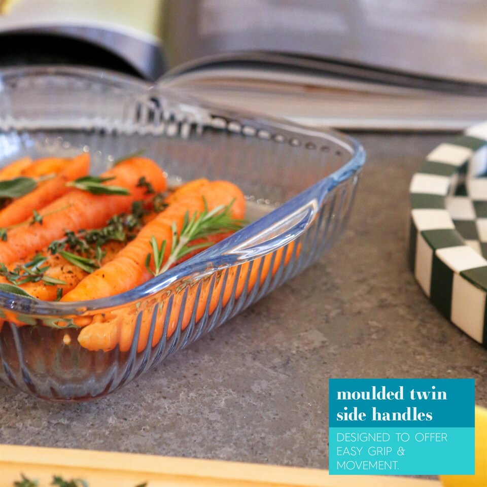 image 1 of Argon Tableware Optical Square Glass Oven Dish - 24cm x 21cm | Clear | Clear | 24cm x 21cm