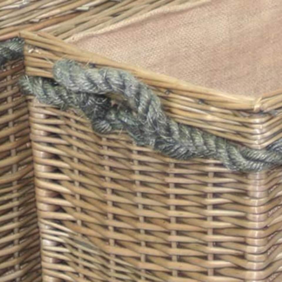 image 1 of Large Rectangular Rope Handled Log Basket