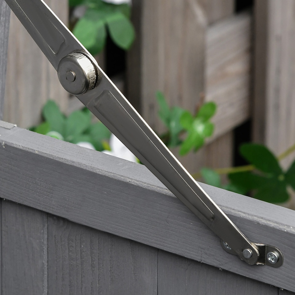 image 1 of Outsunny Small Shed, Wooden Garden Shed with Openable Hinged Roof and Removable Shelf, Outdoor Tool Storage Cabinet Chest with Double Doors, 74 x 43 x 88 cm, Grey