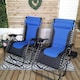 image 2 of Set of 2 Luxury Padded Multi Position Zero Gravity Garden Relaxer Chair Lounger in Blue & Black