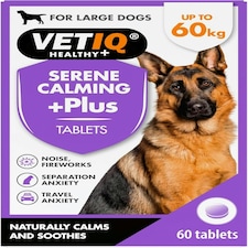 VETIQ Serene Calming Plus+ Tablets For Large Dogs, Helps to Reduce Anxiety in All Scenarios Short & Long Term , 60 Tablets