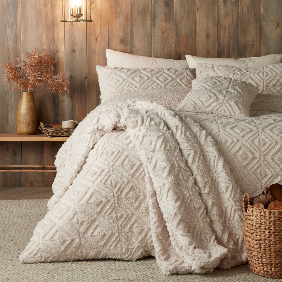 image 1 of Fusion Geo Fleece Duvet Cover Set Natural