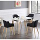 image 7 of Set of 2 Eden Modern Dining Chairs, Faux Leather Padded Cushion & Solid Wooden Legs Black