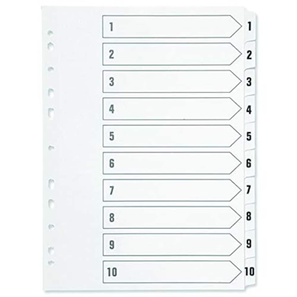 image 1 of A4 1-10 Index Multi-punched Polypropylene White