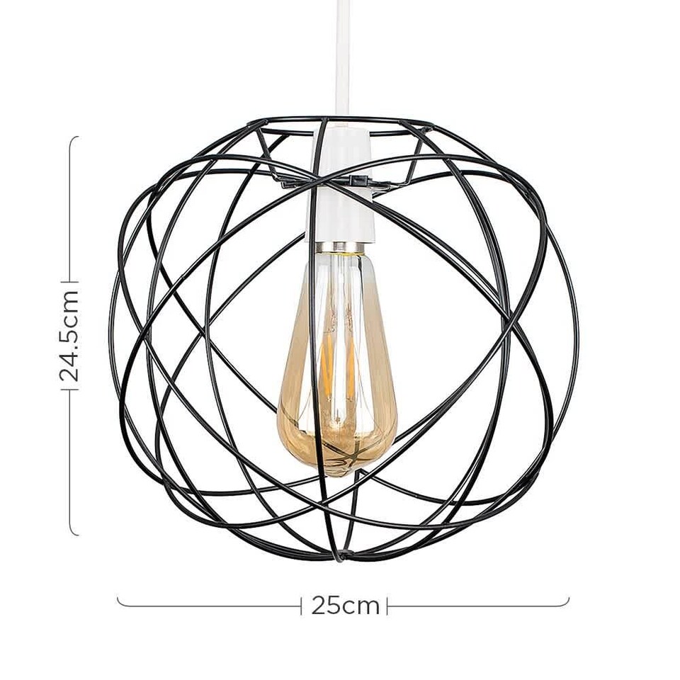 image 1 of ValueLights Rutherford Black Ceiling Pendant Light Shade & Bulb | Black