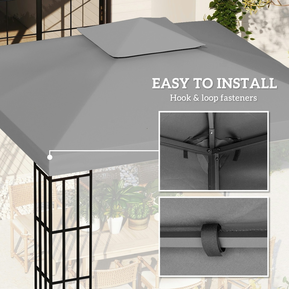 image 1 of Outsunny 3m 2 Tier Garden Gazebo Top Cover Replacement Canopy Roof