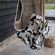 image 4 of Grey White & Black Flowers Blanket | Multi