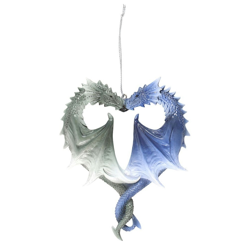 image 1 of Anne Stokes Dragon Heart Hanging Ornament - Blue/Grey - One Size