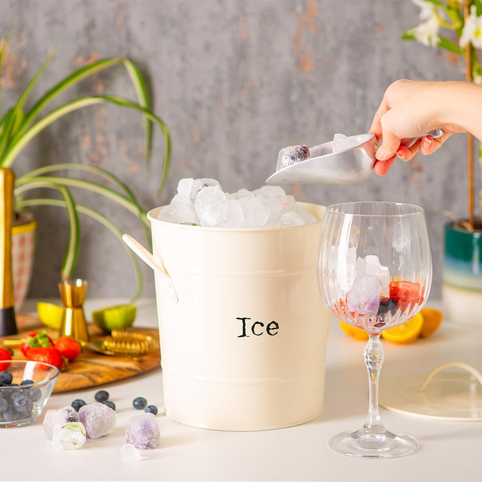 image 1 of Harbour Housewares Vintage Metal Ice Bucket with Scoop - Cream