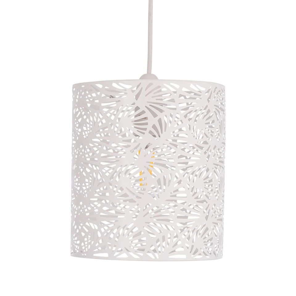 image 1 of Set of 2 Maui - White Cut Out Metal Leaf Pendant Light Shades | White | Small | 2